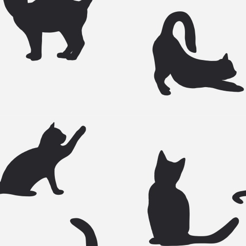 Ткани Чёрные кошки на белом фоне - закажи на #MarketShmarket.com- авторские  изделия и ткани от лучших иллюстраторов