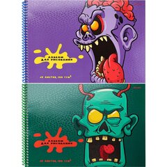 Альбом для рисования А4 48л. Проф-Пресс, спираль, целлюлозный картон, твин-лак, блок офсет, 100г/м2, 2 диза. в спайке "Крик монстра"