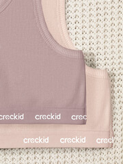 набор майка-топ  для девочки  К 1196-2уп/персиковый румянец,кофейный