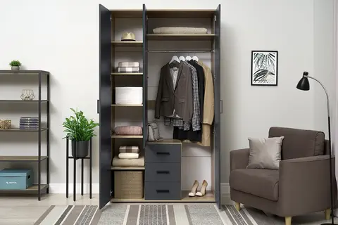 Шкаф 3-х створчатый Вегас ШК-08 дуб каньон / графит