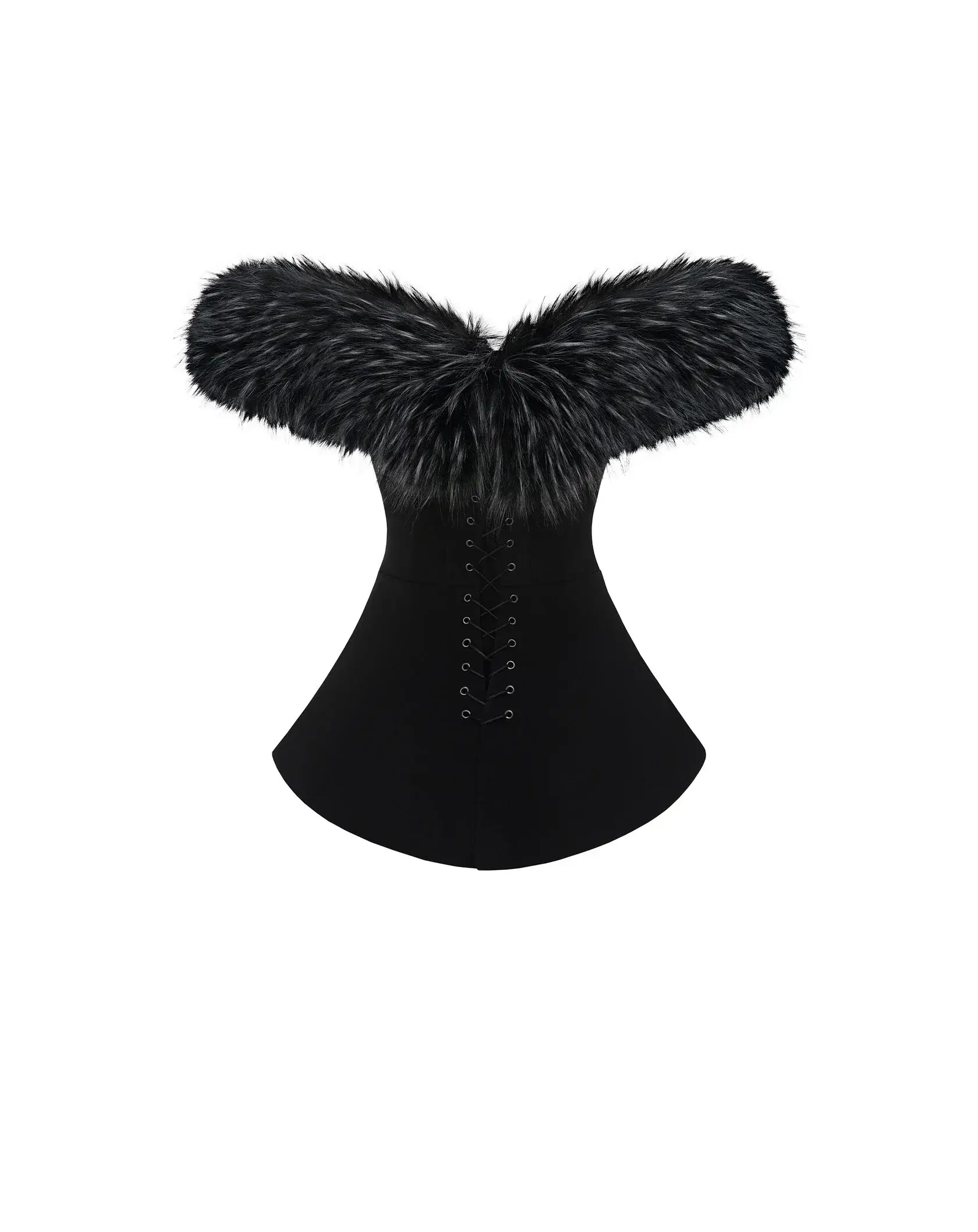 Корсет с мехом, Черный