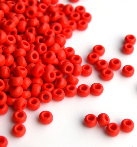 6/0 RR-0407 Бисер круглый Миюки Красный алый непрозрачный /Miyuki round 6/0 Opaque vermilion red