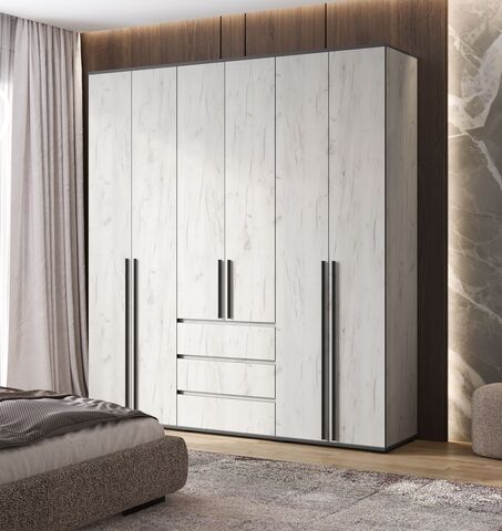 Норд Шкаф 6-ти ств. (Дуб Крафт Белый, Дуб Крафт Белый)