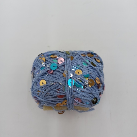 Королевские пайетки на хлопке Голубой + мультиколор