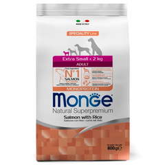 Monge dog корм сухой для взрослых собак, миниатюрных пород лосось с рисом