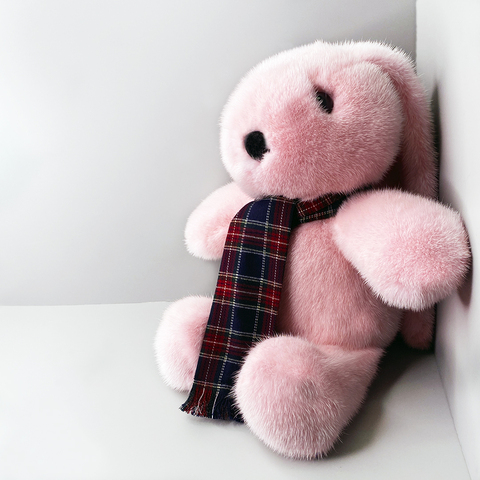 Игрушка кролик - из меха норки | Розовый