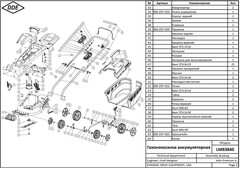 Газонокосилка аккумуляторная DDE BlueTech LMB 3840 (ширина 38 см, высота 25 - 75 мм, сборник, без ЗУ и АКБ)