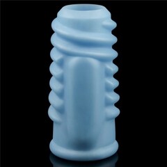 Насадка на пенис с вибрацией Spiral Knights Ring  (10*3,6) голубая