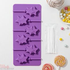 Форма для леденцов и мороженого, 6 ячеек, 9,5х24х1 см 