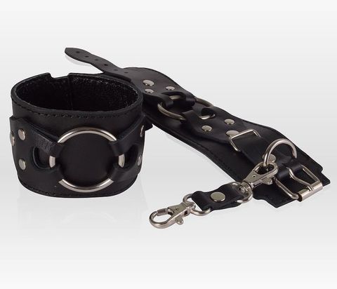 Черные наручники-напульсники из натуральной кожи - Sitabella BDSM accessories 3063-1