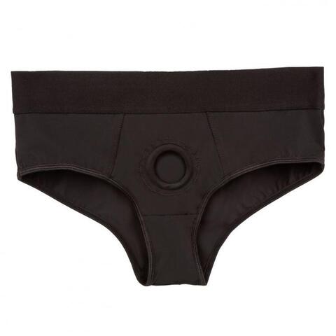 Черные трусы для страпона BACKLESS BRIEF HARNESS L/XL - California Exotic Novelties SE-2701-10-3