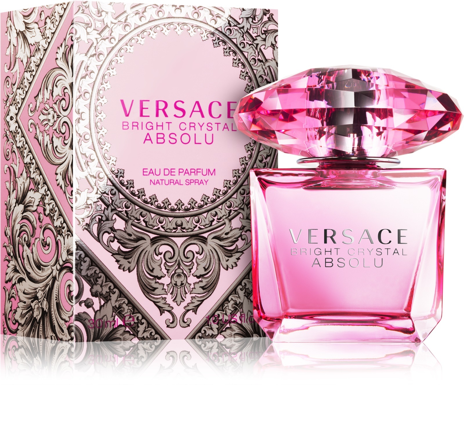 Аромат версаче розовый. Versace Bright Crystal Absolu 30ml. Versace Bright Crystal 30ml. Версаче Брайт Кристалл парфюмерная вода. Духи Версаче Брайт Кристалл женские.