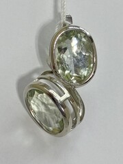 Овал празиолит (серьги из серебра)
