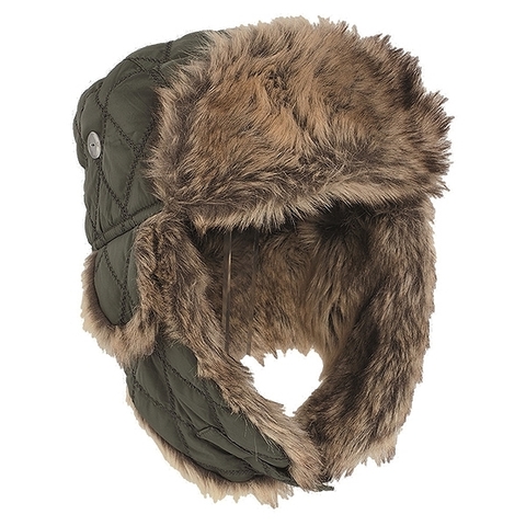 Wintermütze mit Kunstpelz oliv