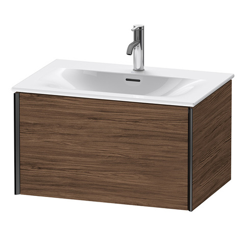 Duravit XViu Тумба подвесная 610x800x480мм, для раковины #234473, 1 ящик, цвет: walnut dark/черный матовый XV40330B221