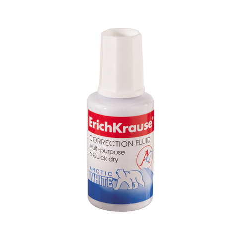 Корректирующая жидкость с кисточкой ErichKrause® Arctic white, 20мл (в пленке по 10 шт.)