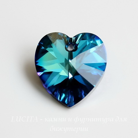 6228 Подвеска Сваровски Сердечко Crystal Bermuda Blue (18х17,5 мм)