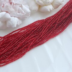Бусины стеклянные красные круглые 2 мм, К109