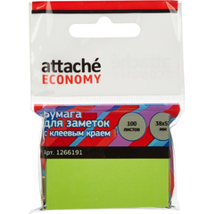 Стикеры Attache Economy с клеев.краем 38x51 мм,100 лист неоновый зеленый