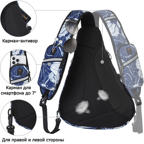 Картинка рюкзак однолямочный Nevo Rhino 9070 Impression Flower - 3