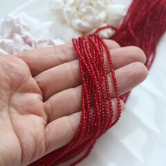 Бусины стеклянные красные круглые 2 мм, К109