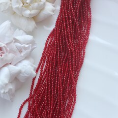 Бусины стеклянные красные круглые 2 мм, К109