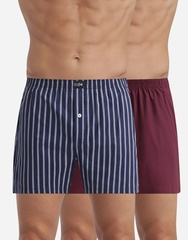 Трусы мужские боксеры 2 шт. в упаковке DIM 0DXY | Полоски/Красный Чили