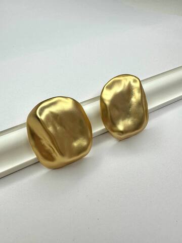 Серьги Мятый металл матовые, позолота