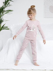 пижама  для девочки  К 1541/розово-сиреневый,маленькие таксы