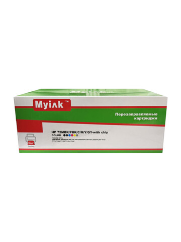 Картриджи MyInk ПЗК HP 72 для HP Designjet T610/T770, T1300/T1100, T1120/T1200, 300мл, с чипами, 6шт MBK, PBK, C, M, Y, GY