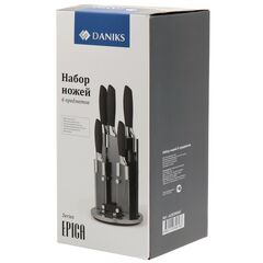 Набор ножей 6 пр, нерж сталь, рук пласт, с подст, акрил, Daniks, Эпика, JA20200947
