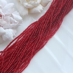 Бусины стеклянные красные круглые 2 мм, К109