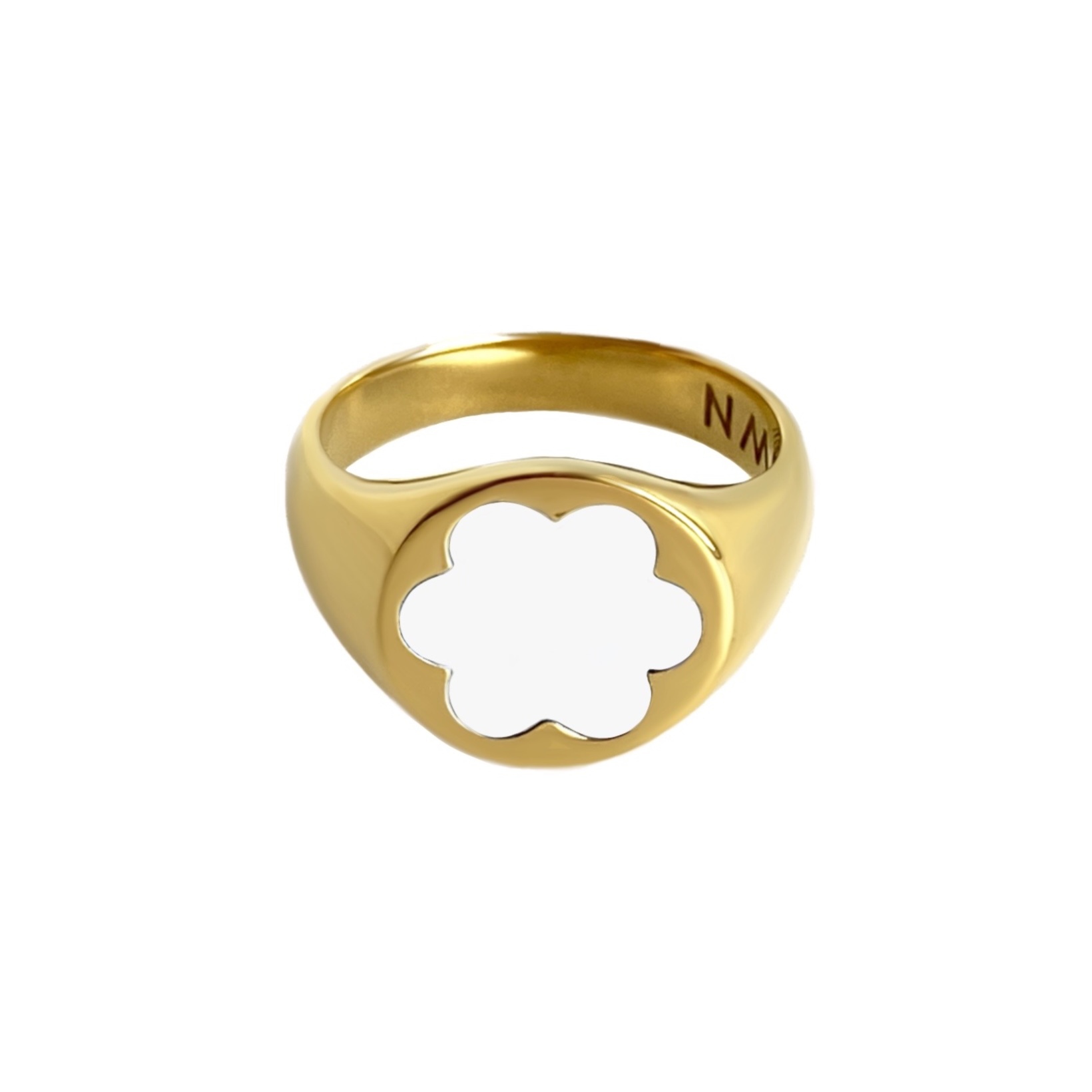 MOONSWOON Кольцо-печатка Gold Forget-Me-Not Ring – White