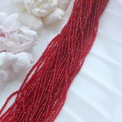 Бусины стеклянные красные круглые 2 мм, К109