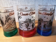 Кружка стекло пиво 0.5 от Художника бронза с цветным дном