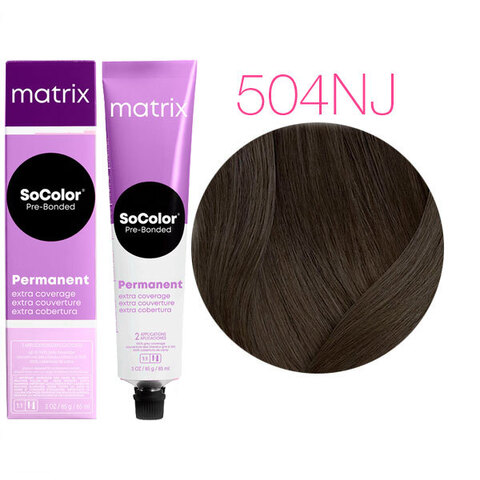 Matrix Socolor Pre-Bonded 504NJ (Шатен натуральный нефритовый) - Крем-краска для седых волос