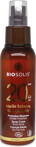 Biosolis Солнцезащитное масло-спрей для тела и волос SPF 20, 100 мл