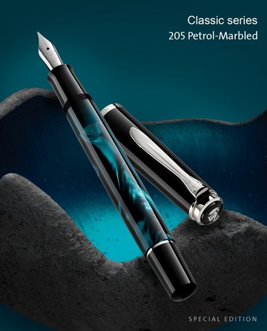 Ручка перьевая Pelikan Elegance Classic  M 205 SE 2021, Petrol-Marbled, F (818582)