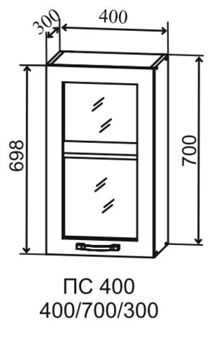 Кухня Гарда шкаф верхний стекло 400