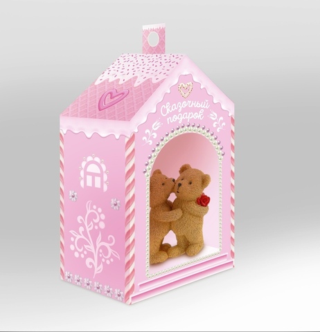 Подарочная коробка-домик Розовая
