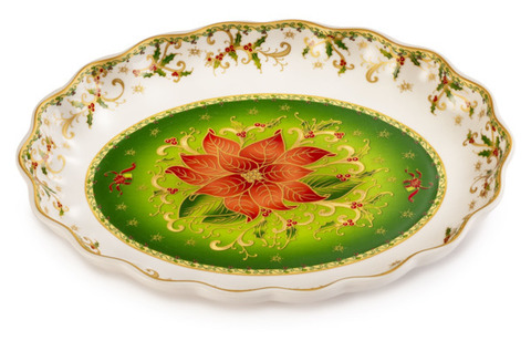 Блюдо овальное 28х22см Lamart Palais Royal Рождественская звезда волна