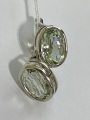 Овал празиолит (серьги из серебра)