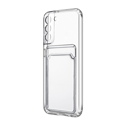 Силиконовый чехол с визитницей - кармашком для карт Clear Card для Samsung Galaxy S21 (Прозрачный)