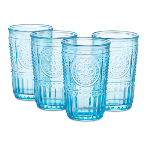 Набор стаканов для воды Bormioli Rocco Романтика 340 мл, 4 шт, стекло, голубой