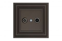 Розетка радиоточка + ТВ проходная коричневая омбре LIREGUS RETRO