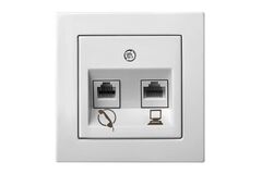 Розетка Телефонная и Компьютерная (RJ11+RJ45) Белая LIREGUS EPSILON