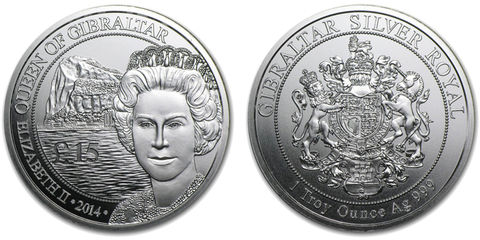 15 фунтов Королева Елизавета II. Гибралтар. 2014 год