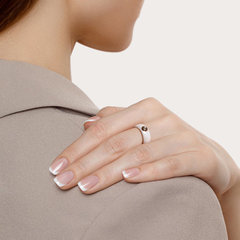 6015013 - Белое керамическое кольцо с золотом и бриллиантом