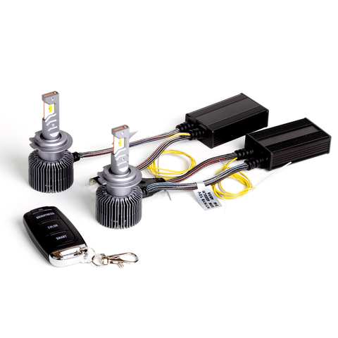 Светодиодные лампы MTF LIGHT серии DIGITAL LIGHTING Н7/H18, 12V, 55W, 4500lm, 3000-7000K, управление со смартфона, аналоговое и пульт ДУ, к-кт.