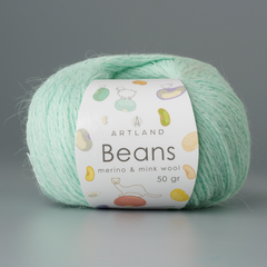 Пряжа "Beans", 5% шёлк, 20% мериносовая шерсть, 30% нейлон, 45% норка, 50гр-240м, (1уп=5шт), айсберг